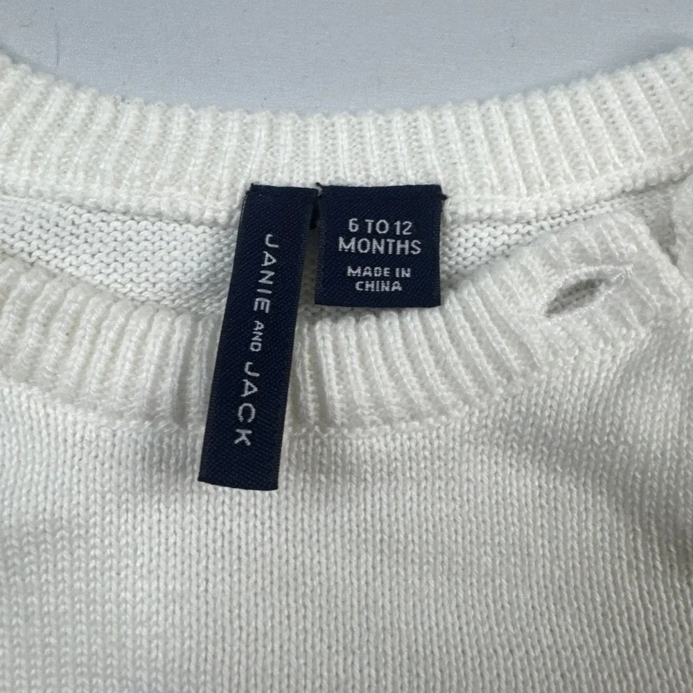 Janie and‎ Jack Sweater Kids 6-12 Months Navy Blue White Striped Button Nautical